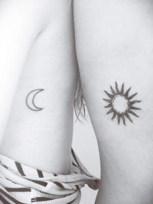 idée de tatouage entre amis astre soleil et lune