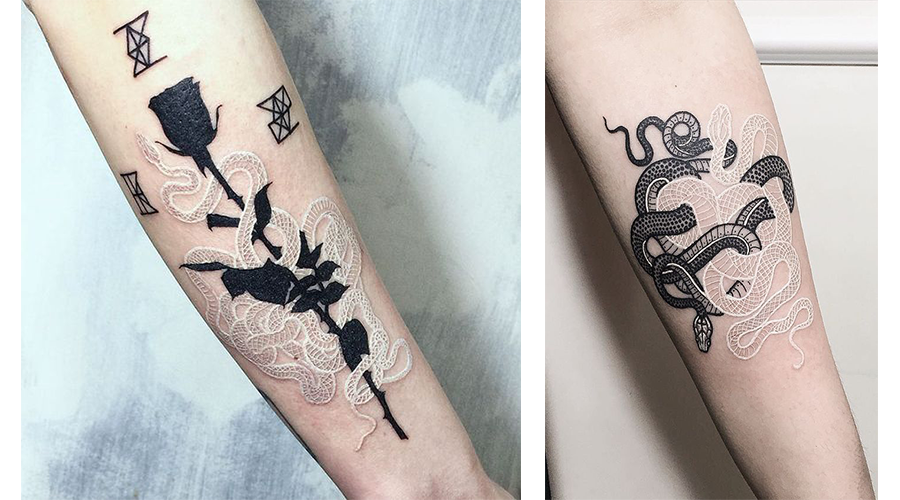 tatouage-encre-blanche-rose-et-encre-noire-tattoo-encre-blanche-motif-serpent